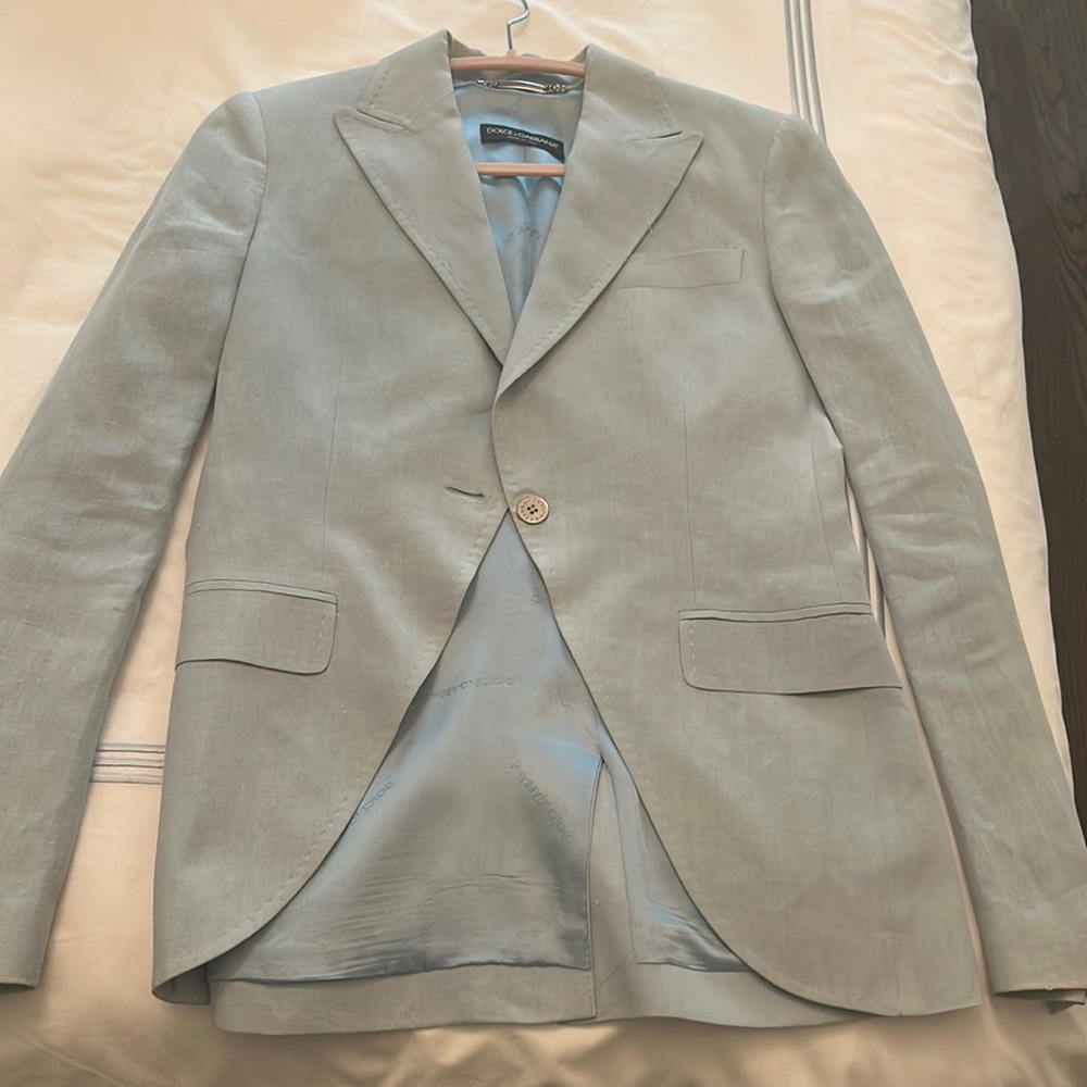Dolce & Gabbaba single button dusty blue blazer